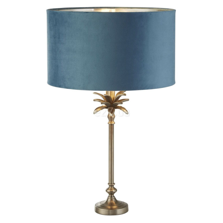 Настільна лампа Searchlight EU81210TE Palm Table Lamp - Antique Nickel & Teal Velvet Shade · Searchlight · searchlight-eu81210te
