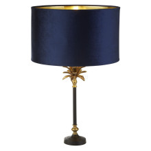 Настільна лампа Searchlight EU81211AZ Palm Table Lamp - Black & Brass Metal & Navy Velvet Shade · Searchlight · searchlight-eu81211az
