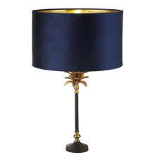 Настільна лампа Searchlight EU81211AZ Palm Table Lamp - Black & Brass Metal & Navy Velvet Shade