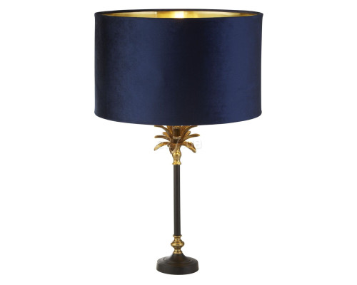 Настільна лампа Searchlight EU81211AZ Palm Table Lamp - Black & Brass Metal & Navy Velvet Shade