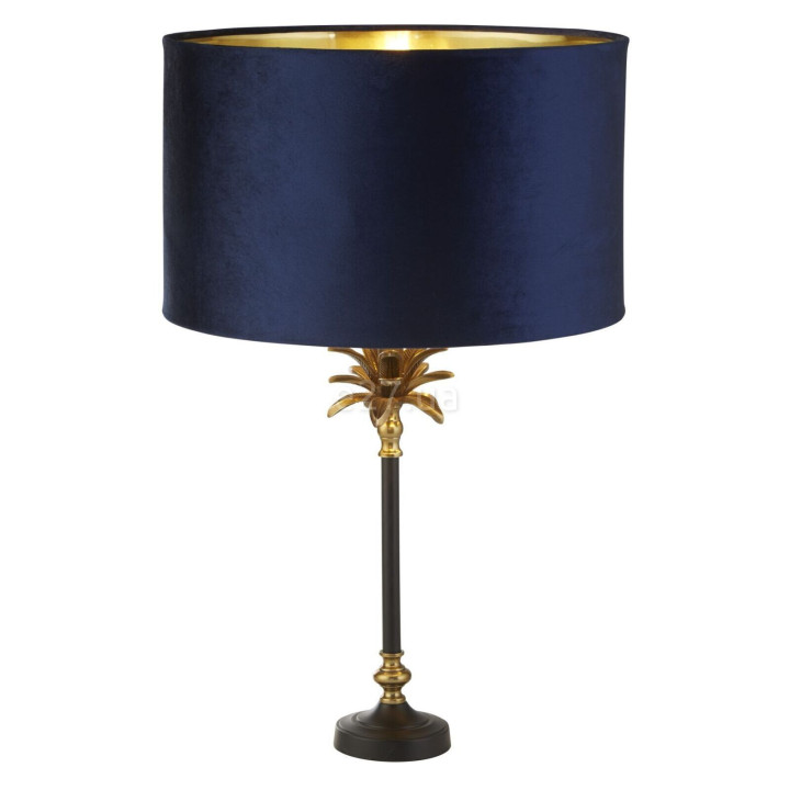 Настільна лампа Searchlight EU81211AZ Palm Table Lamp - Black & Brass Metal & Navy Velvet Shade · Searchlight · searchlight-eu81211az