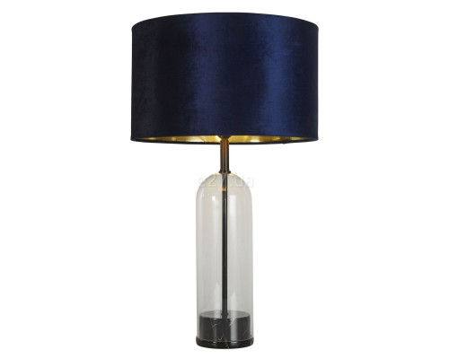 Настільна лампа Searchlight EU81711AZ Oxford Table Lamp - Glass, Black Metal, Marble & Navy Shade