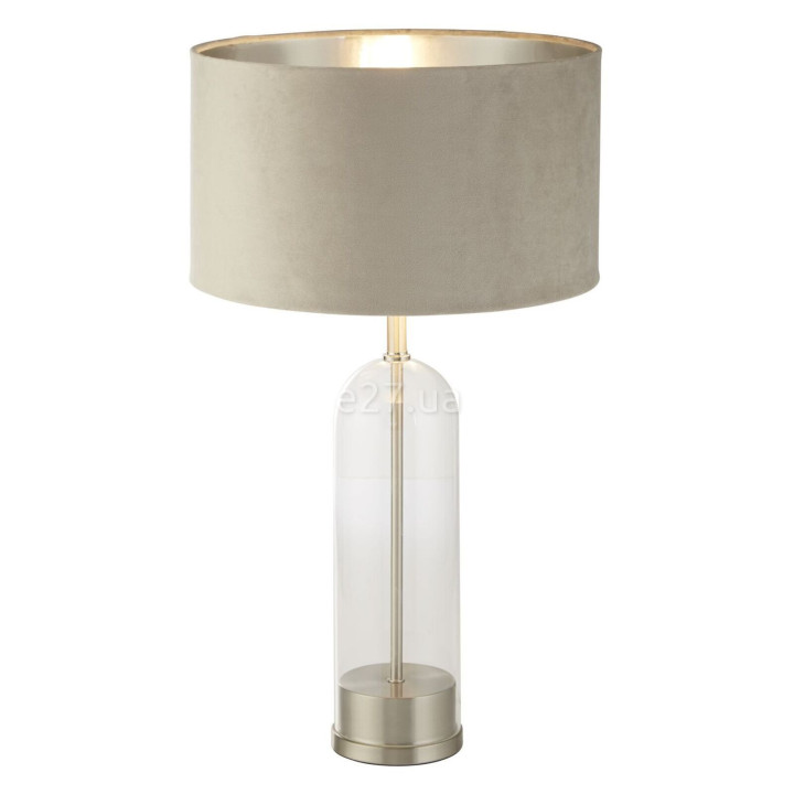 Настільна лампа Searchlight EU81713TA Oxford Table Lamp - Glass, Satin Nickel, Taupe Velvet Shade · Searchlight · searchlight-eu81713ta