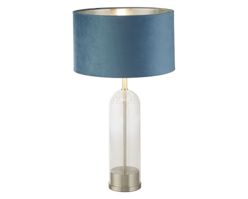 Настільна лампа Searchlight EU81713TE Oxford Table Lamp - Glass, Satin Nickel, Teal Velvet Shade