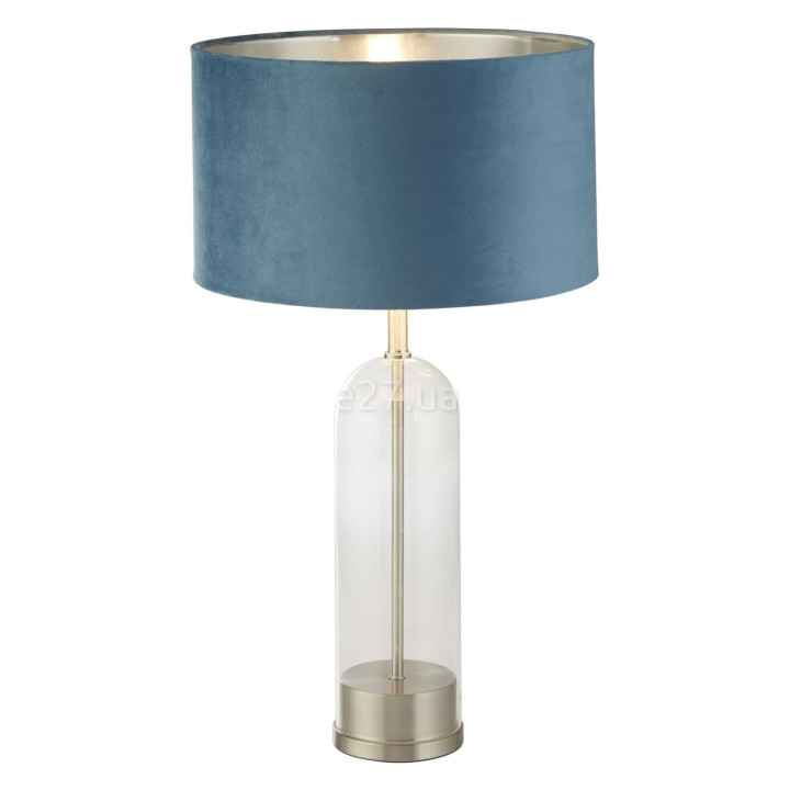 Настільна лампа Searchlight EU81713TE Oxford Table Lamp - Glass, Satin Nickel, Teal Velvet Shade · Searchlight · searchlight-eu81713te
