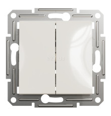 Вимикач 2-клавішний Schneider Electric EPH0370123 Asfora, 10A, кремовий, пластик, ip20, 2 клавіші, без підсвітки та індикації, для врізного монтажу