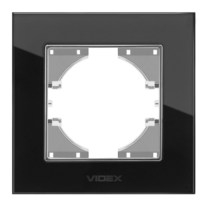Рамка 1 пост Videx 24577 Binera VF-BNFRG1H-B, чорне скло, скло · VIDEX · videx-vf-bnfrg1h-b