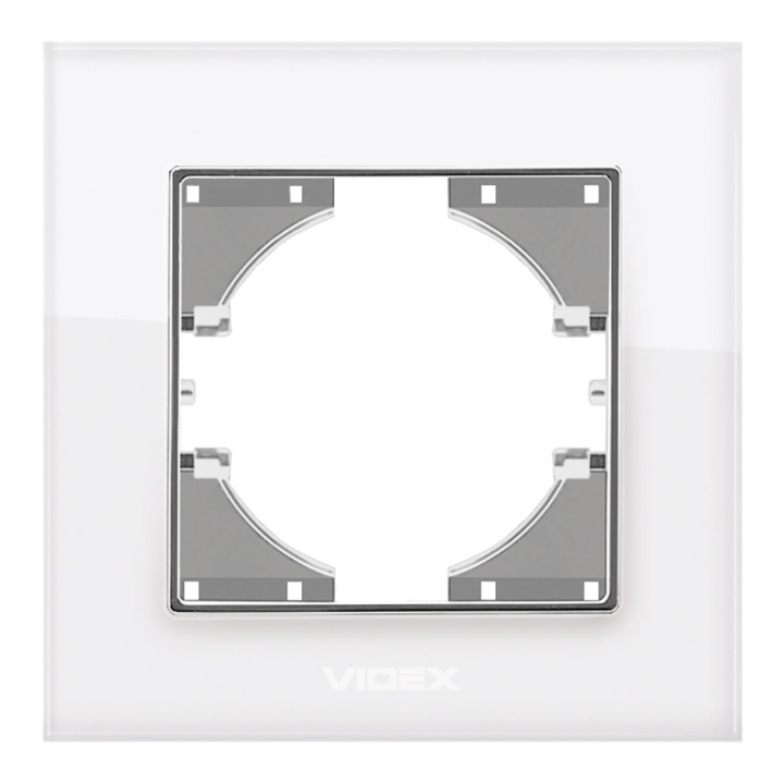Рамка 1 пост Videx 24578 Binera VF-BNFRG1H-W, біле скло, скло · VIDEX · videx-vf-bnfrg1h-w