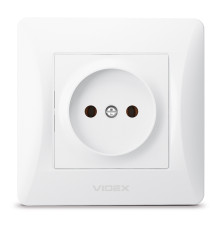 Розетка 220В Videx 24421 Binera VF-BNSK1-W, білий, пластик, без заземлення, без захисної кришки, без шторок, для врізного монтажу