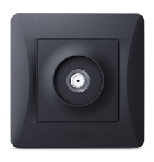 Розетка TV одиночна Videx 24469 Binera VF-BNSK1SATE-BG, чорний графіт, пластик, для врізного монтажу