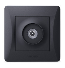 Розетка TV одиночна Videx 24470 Binera VF-BNSK1TVME-BG, чорний графіт, пластик, для врізного монтажу