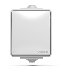 Вимикач 1-клавішний Videx 25183 Binera IP65 VF-BNW11-G, сірий, пластик, ip65, без підсвітки та індикації, для накладного монтажу