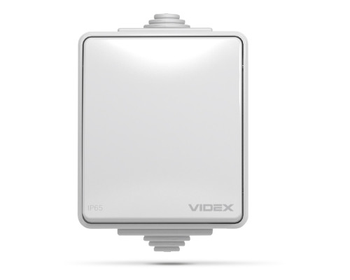 Вимикач 1-клавішний Videx 25183 Binera IP65 VF-BNW11-G, сірий, пластик, ip65, без підсвітки та індикації, для накладного монтажу