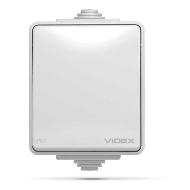 Вимикач 1-клавішний Videx 25183 Binera IP65 VF-BNW11-G, сірий, пластик, ip65, без підсвітки та індикації, для накладного монтажу · VIDEX · videx-vf-bnw11-g
