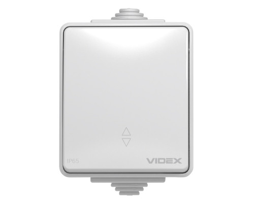 Перемикач прохідний 1-клавішний Videx 25380 Binera IP65 VF-BNW11P-G, сірий, пластик, ip65, без підсвітки та індикації, для накладного монтажу