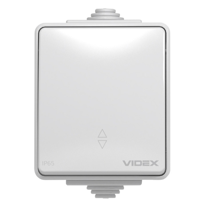 Перемикач прохідний 1-клавішний Videx 25380 Binera IP65 VF-BNW11P-G, сірий, пластик, ip65, без підсвітки та індикації, для накладного монтажу · VIDEX · videx-vf-bnw11p-g