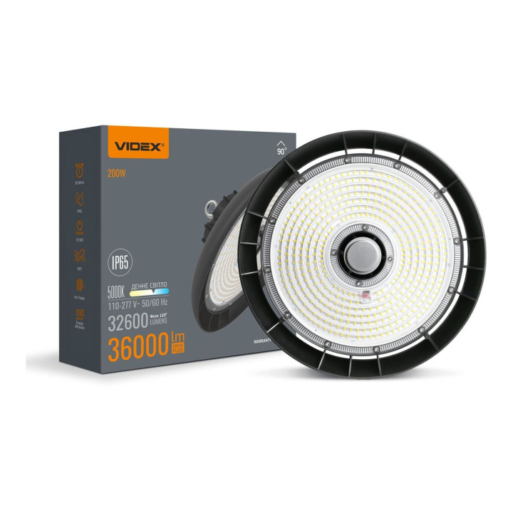 Підвісний світильник Videx 28447 VL-HB01-2005B, 200 Вт, 36000 лм, 5000К · VIDEX · videx-vl-hb01-2005b