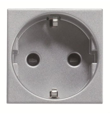 Розетка ABB Zenit 2CLA228860N1301 N2288.6 PL із заземленням та зі шторками (срібло)