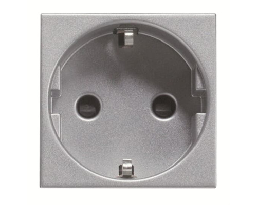 Розетка ABB Zenit 2CLA228860N1301 N2288.6 PL із заземленням та зі шторками (срібло)