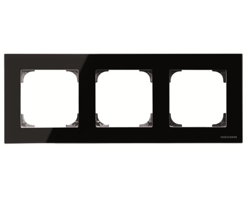 Тримісна рамка ABB серія Sky 2CLA857300A3101 8573 CN чорне скло