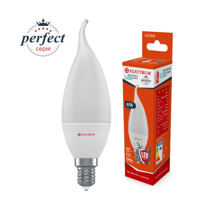 Лампа світлодіодна свічка на вітрі ELECTRUM 6W E14 4000K A-LC-1946 · ELECTRUM · uk/lampa-svitlodiodna-svichka-na-vitri-electrum-6w-e14-4000k-a-l