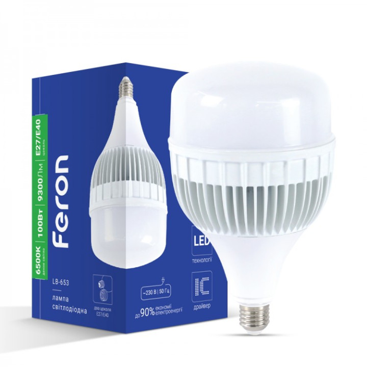 Світлодіодна лампа Feron LB-653 100Вт Е27-E40 6500K · Feron · uk/svitlodiodna-lampa-feron-lb-653-100vt-e27-e40-6500k