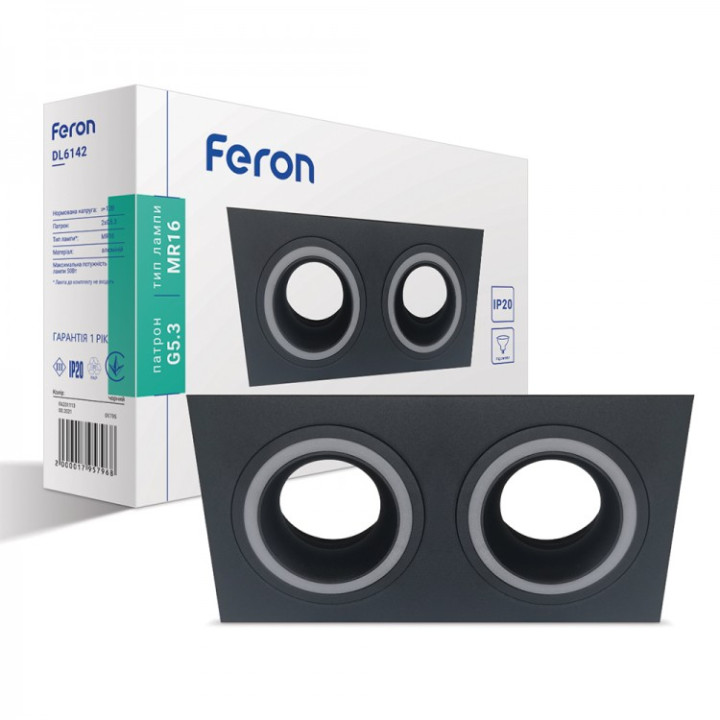 Вбудований неповоротний світильник Feron DL6142 чорний · Feron · uk/vbudovanij-nepovorotnij-svitilnik-feron-dl6142-chornij