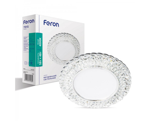 Вбудований світильник Feron 7315 з LED підсвічуванням прозорий