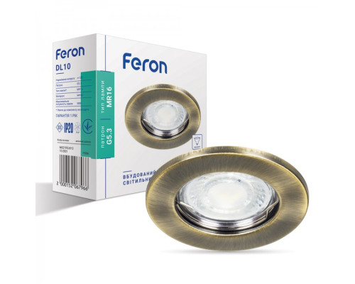 Вбудований світильник Feron DL10 античне золото