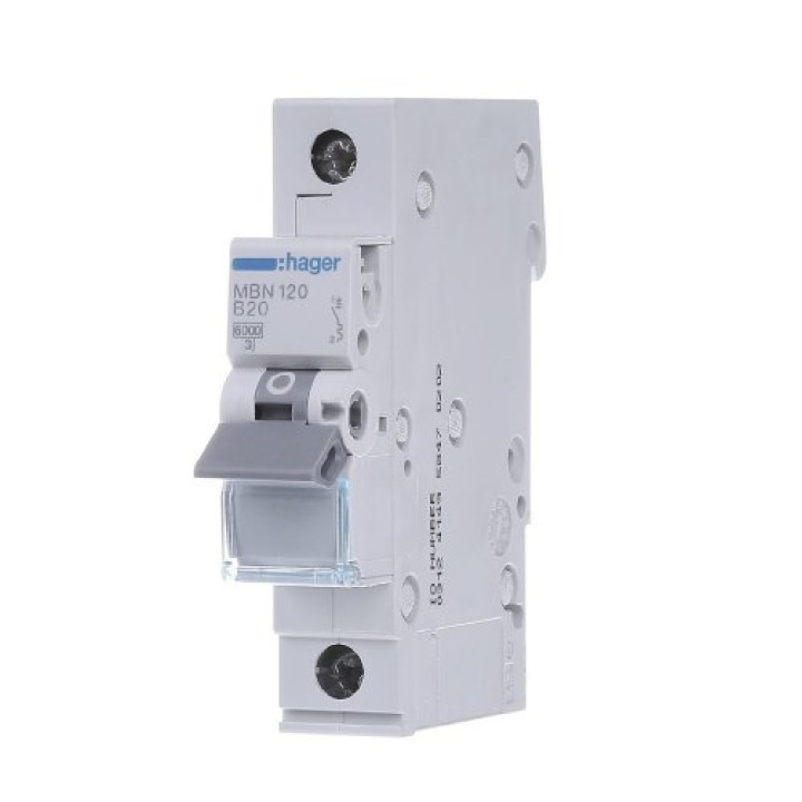 Автоматичний вимикач Hager 1P 20A B · Hager · uk/avtomaticheskij-vyklyuchatel-hager-1p-20a-b-mbn120