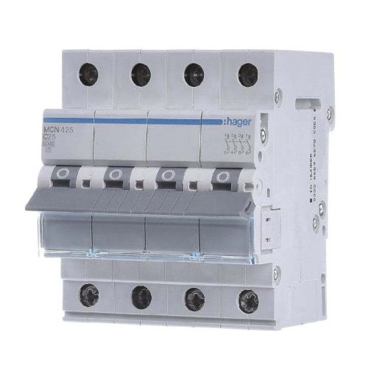 Автоматичний вимикач Hager 4Р 25А C · Hager · uk/avtomaticheskij-vyklyuchatel-hager-4r-25a-c-mcn425