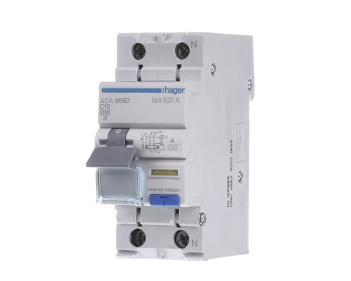Диференціальний вимикач Hager 2P 16А 10mA C хар A тип 6kA