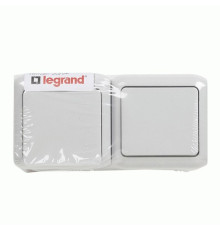 Блок Legrand Forix вимикач 1 кл. + Розетка з з/к і шторками IP44 сіра