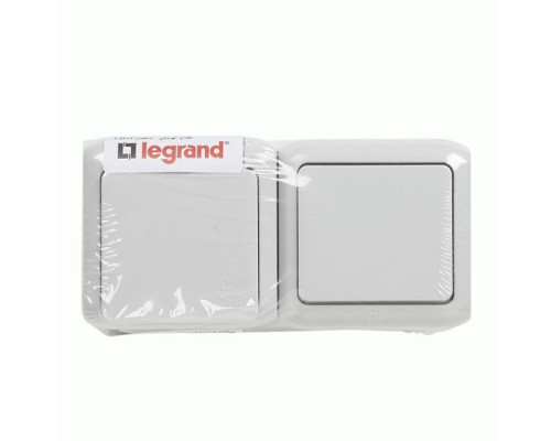 Блок Legrand Forix вимикач 1 кл. + Розетка з з/к і шторками IP44 сіра