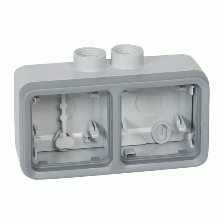 Коробка Legrand Plexo 2 п., ІР55, ІК07, 2xISO 20, горизонтальная, сірий · Legrand · uk/korobka-legrand-plexo-2-p-ir55-ik07-2xiso-20-gorizontalnaya