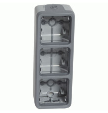Коробка Legrand Plexo 3 п., ІР55, ІК07, с сальниками, вертикальная, серый