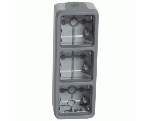 Коробка Legrand Plexo 3 п., ІР55, ІК07, с сальниками, вертикальная, серый