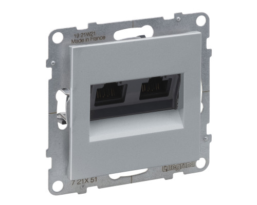 Двійна комп'ютерна розетка RJ45 Cat.5e UTP Legrand SUNO алюміній