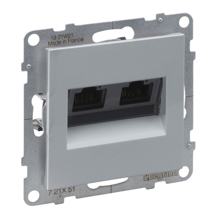 Двійна комп'ютерна розетка RJ45 Cat.5e UTP Legrand SUNO алюміній · Legrand · uk/podvijna-kompyuterna-rozetka-rj45-cat5e-utp-legrand-suno-alyu