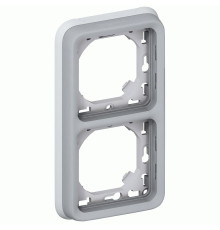 Рамка Legrand Plexo 2 п., ІР55, ІК07, суппорт, вертикальная, серый