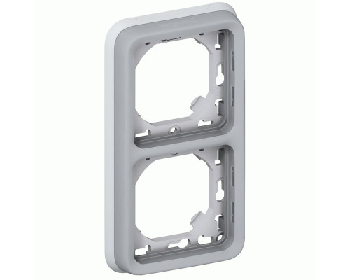 Рамка Legrand Plexo 2 п., ІР55, ІК07, суппорт, вертикальная, серый