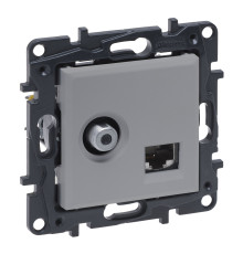 Розетка Legrand Niloe Step комбінована TV тип F та RJ45 CAT6 UTP алюміній