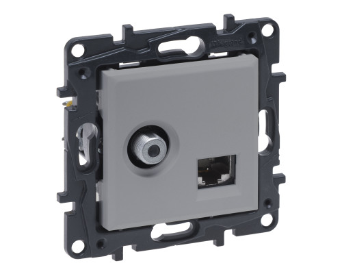Розетка Legrand Niloe Step комбінована TV тип F та RJ45 CAT6 UTP алюміній