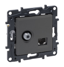 Розетка Legrand Niloe Step комбінована TV тип F та RJ45 CAT6 UTP сталь