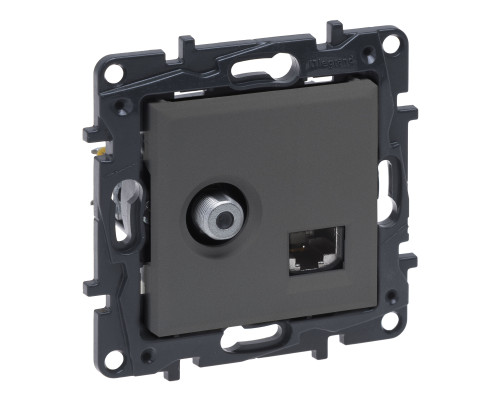 Розетка Legrand Niloe Step комбінована TV тип F та RJ45 CAT6 UTP сталь