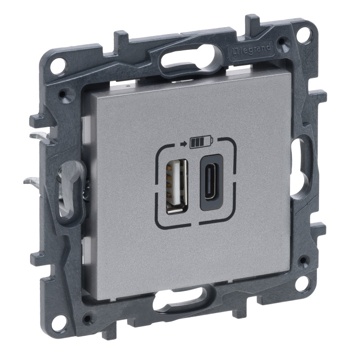 Розетка Legrand Niloe Step USB Тип А+C 12Вт+15Вт 5 В алюміній · Legrand · uk/rozetka-legrand-niloe-step-usb-tip-ac-12vt15vt-5-v-alyuminij