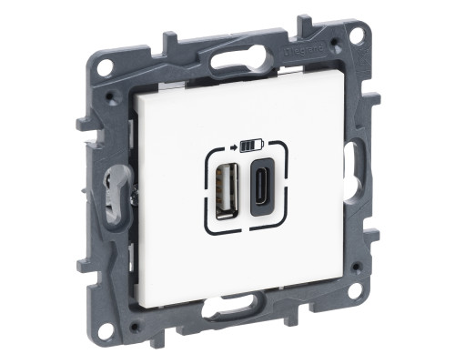 Розетка Legrand Niloe Step USB Тип А+C 12Вт+15Вт 5 В білий