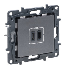 Розетка Legrand Niloe Step USB Тип С+C 15 Вт 5 В сталь