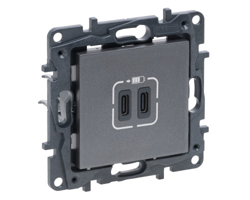 Розетка Legrand Niloe Step USB Тип С+C 15 Вт 5 В сталь