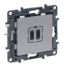 Розетка Legrand Niloe Step USB Тип С+C 15 Вт 5 В алюміній